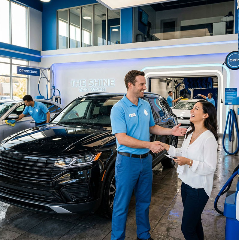 A real-world car washes & detailers team and customer setting