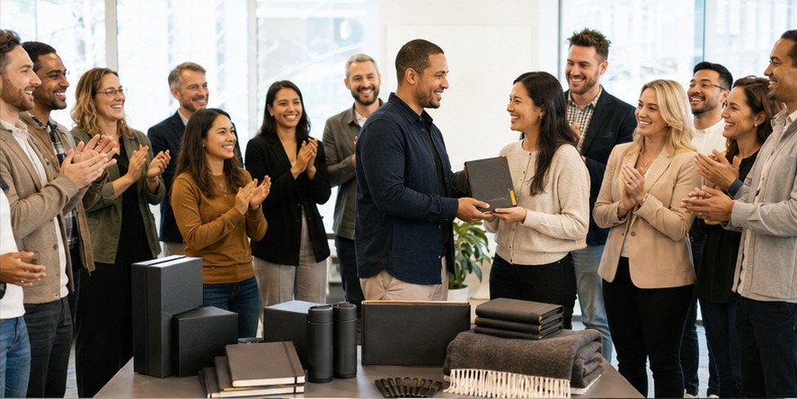 A real-world corporate offices team and customer setting