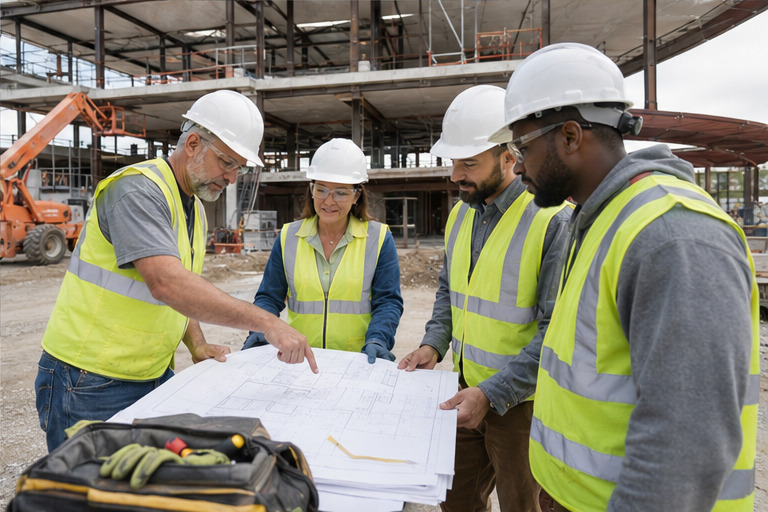 A real-world general contractors team and customer setting