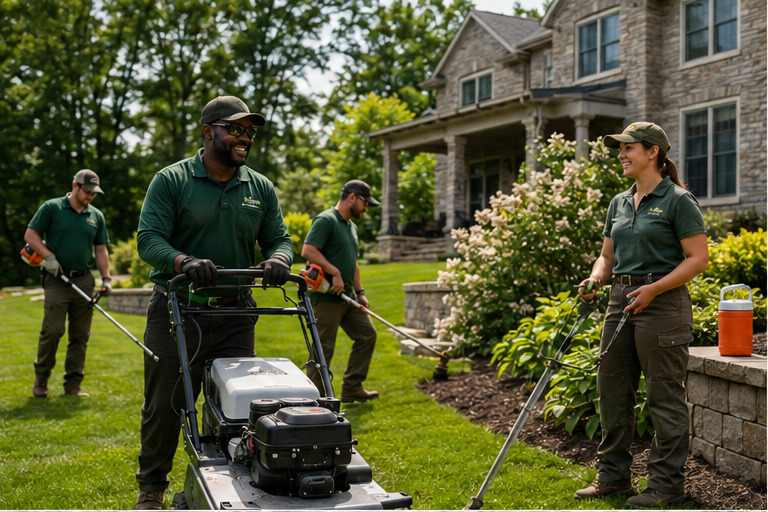 A real-world landscaping companies team and customer setting