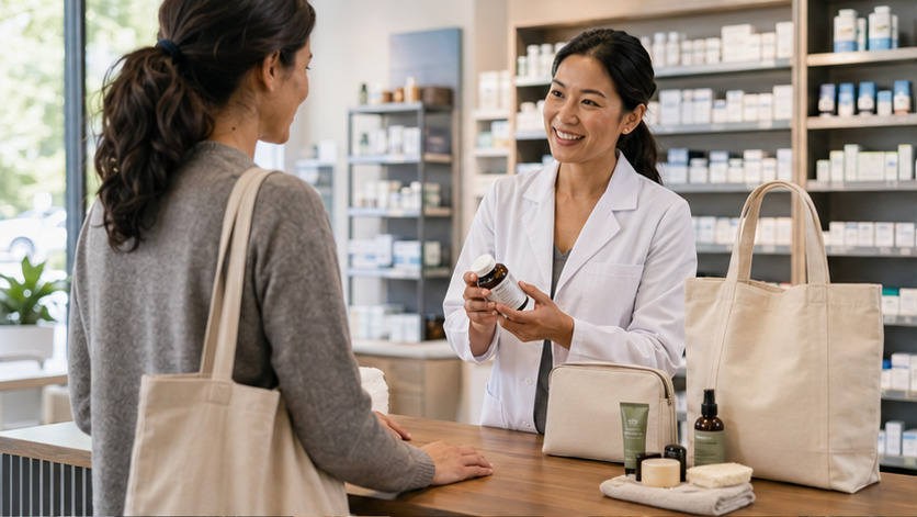 A real-world pharmacies team and customer setting