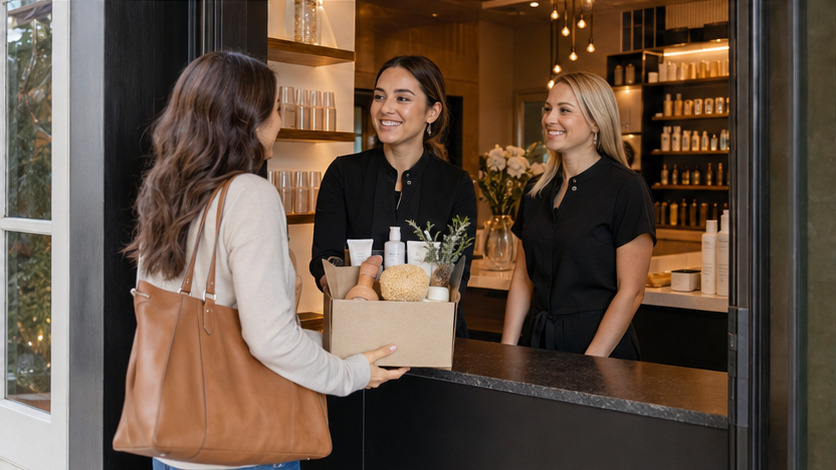A real-world spas & salons team and customer setting
