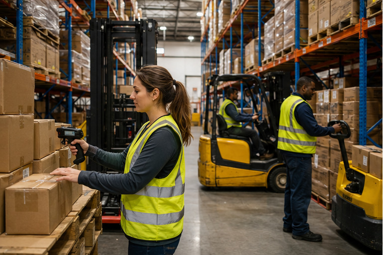 A real-world warehousing & logistics team and customer setting